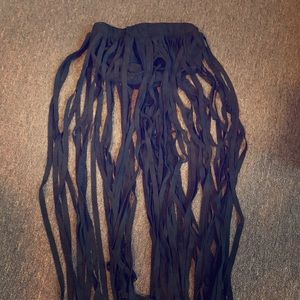 Iheartraves suede fringe skirt black small